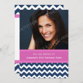 ブルーピンクの写真30歳の誕生日パーティの招待状 招待状 (正面/裏面)