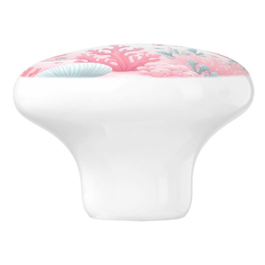 ブルーピンクの城魚の海のおとぎ話子供部屋 セラミックノブ (側面)