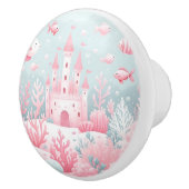 ブルーピンクの城魚の海のおとぎ話子供部屋 セラミックノブ (右)