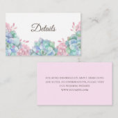 ブルーピンクの多肉株。サボテン結婚の詳細 エンクロージャーカード (正面/裏面)