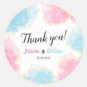 ブルーピンクの性別はパーティーのラウンドスティッカーを明らかにする ラウンドシール (正面)