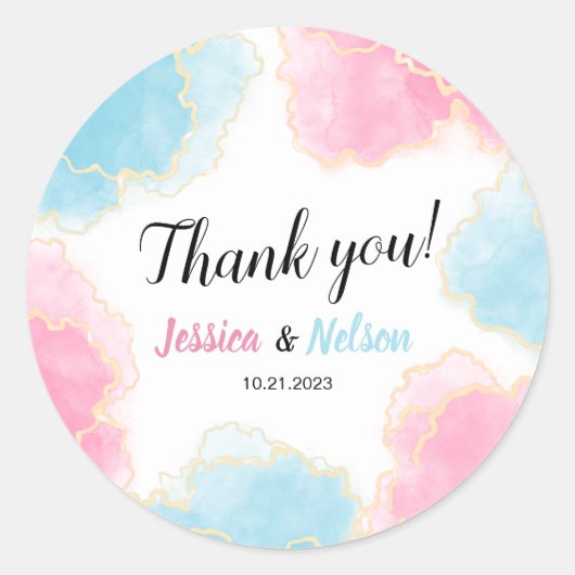 ブルーピンクの性別はパーティーのラウンドスティッカーを明らかにする ラウンドシール (正面)