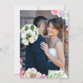 ブルーピンクの水色の花の結婚式の日付を保存 招待状 (裏面)