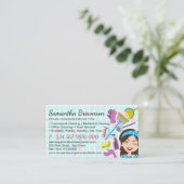 ブルーピンクの清掃員レディークリーニングアポイントメント 名刺 (スタンド正面)