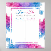 ブルーピンクの煙のベビージェンダーがパーティー投票を明らかにする ポスター (正面)