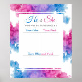 ブルーピンクの煙ツインベビー男女表明投票 ポスター (正面)