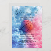 ブルーピンクの煙バスケットボールスポーツジェンダーが明らかにする 招待状 (正面/裏面)
