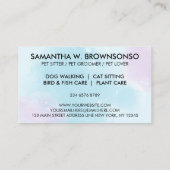 ブルーピンクの猫たち犬シャワーペットトリマー 名刺 (裏面)