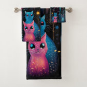 ブルーピンクの猫 バスタオルセット (インサイチュ)