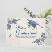 ブルーピンクの甘い花幸せな卒業 案内状 (スタンド正面)