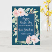 ブルーピンクの花おばあちゃん素晴らしハッピー母 カード (黄色い花)