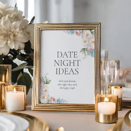 ブルーピンクの花ブライダルシャワー数キス ポスター