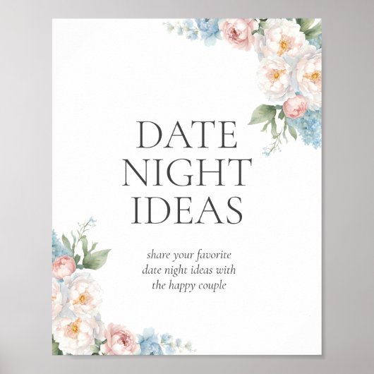 ブルーピンクの花ブライダルシャワー数キス ポスター (正面)