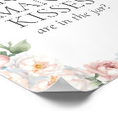 ブルーピンクの花ブライダルシャワー数キス ポスター (角)