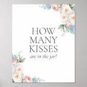 ブルーピンクの花ブライダルシャワー数キス ポスター (正面)