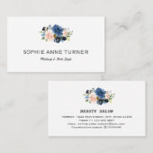 ブルーピンクの花プロフェッショナルメイクアップヘアスタイル 名刺 (正面/裏面)