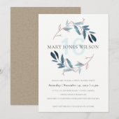 ブルーピンクの葉リーススイート16誕生日カード サンキューカード (正面/裏面)