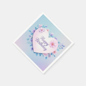 ブルーピンクの誕生日の豪華なエレガントぜいたく スタンダードカクテルナプキン (角)