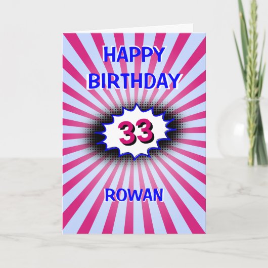 ブルーピンクの誕生日名前をカスタムするとエージレトロ カード (正面)