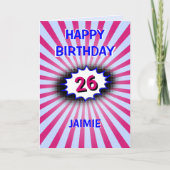 ブルーピンクの誕生日名前をカスタムするとエージレトロ カード (正面)