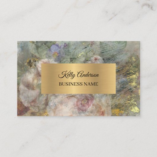 ブルーピンクの金ゴールド質感マーブル名刺 名刺 (正面)