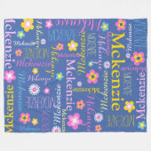 ブルーピンクの黄色の女の子マッケンジーの名前の毛布 フリースブランケット (正面(横))