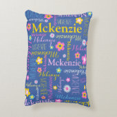 ブルーピンクの黄色の女の子マッケンジー名 アクセントクッション (裏面(縦))