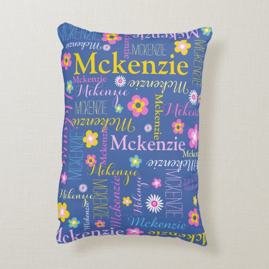 ブルーピンクの黄色の女の子マッケンジー名 アクセントクッション (裏面(縦))