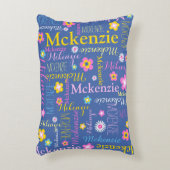 ブルーピンクの黄色の女の子マッケンジー名 アクセントクッション (正面(垂直))