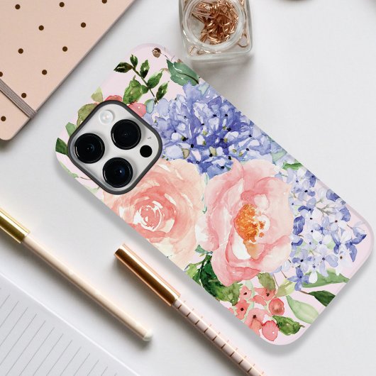 ブルーピンクアジサイ牡丹春花フローラ Case-Mate iPhoneケース