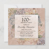 ブルーピンクアジサイ100thバースデーパーティースクエア 招待状 (正面)