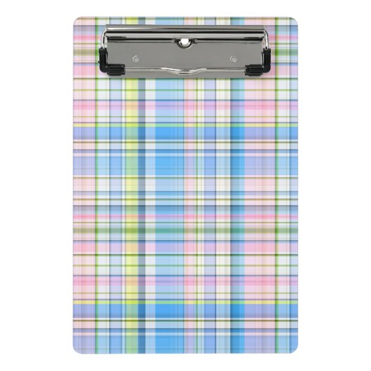 ブルーピンクイエローウィットマ名門私立校風のドラス ミニクリップボード (正面)