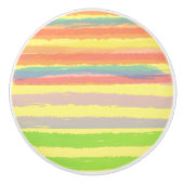 ブルーピンクイエローオレンジ緑ストライプ色 セラミックノブ (正面)