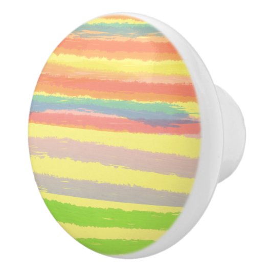 ブルーピンクイエローオレンジ緑ストライプ色 セラミックノブ (右)