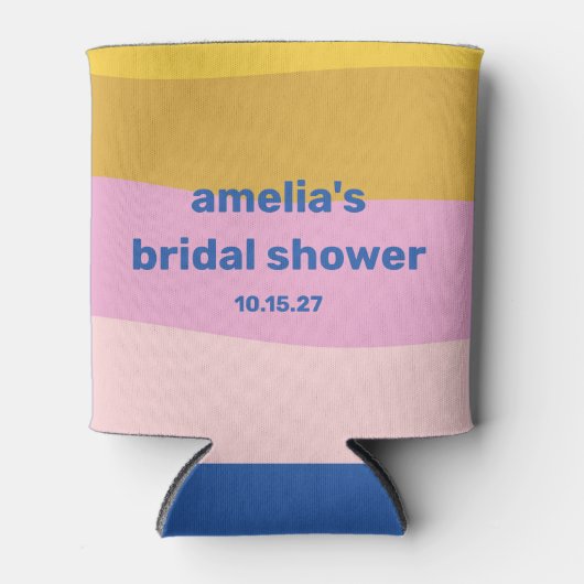 ブルーピンクイエローキュートよくはしゃぐカスタムブライダルシャワー 缶クーラー (正面)