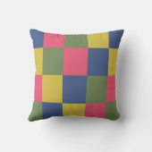 ブルーピンクイエローグリーンチェッカーボード クッション (裏面)