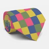 ブルーピンクイエローグリーンチェッカーボード ネクタイ (ロール)