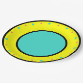 ブルーピンクイエロージオメトリック水玉模様 ペーパープレート (アングル)