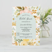 ブルーピンクイエローパステル花模様ブライダルシャワー 招待状 (スタンド正面)