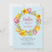 ブルーピンクイエローフローライースターブランチ卵狩り 招待状 (正面)