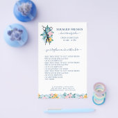 ブルーピンクイエローフローラシザーズヘアサロン チラシ (シングル)