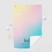 ブルーピンクイエローミニマル虹色 ゴルフタオル (インサイチュ)