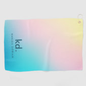 ブルーピンクイエローミニマル虹色 ゴルフタオル (横)