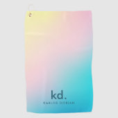 ブルーピンクイエローミニマル虹色 ゴルフタオル (正面)