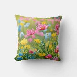 ブルーピンクイエローワイルドフラワー2025 クッション