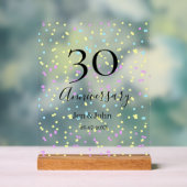 ブルーピンクイエロー水玉模様30周年記念 アクリルサイン (ニュートラル)