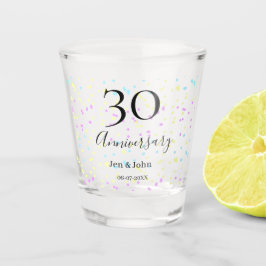 ブルーピンクイエロー水玉模様30周年記念 ショットグラス