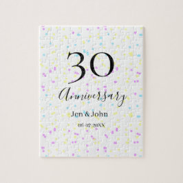 ブルーピンクイエロー水玉模様30周年記念 ジグソーパズル