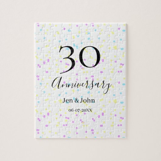 ブルーピンクイエロー水玉模様30周年記念 ジグソーパズル (縦)