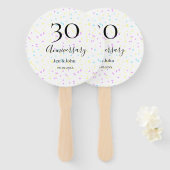 ブルーピンクイエロー水玉模様30周年記念 ハンドファン (正面&裏面)